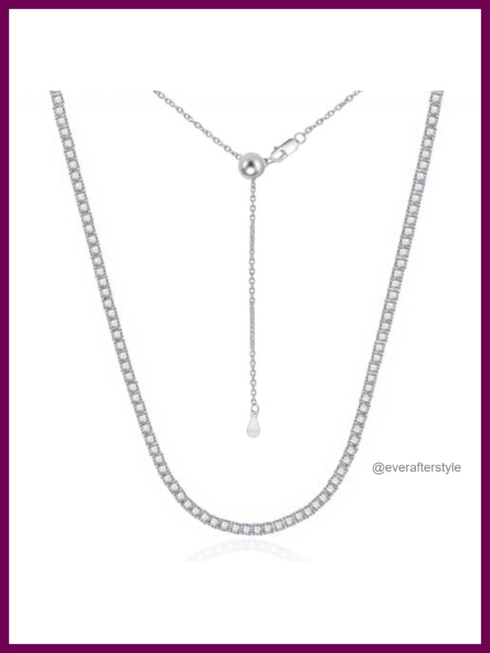 2mm Moissanite Tennis Necklace, 925 Sterling Silver Eternity Chain Choker,